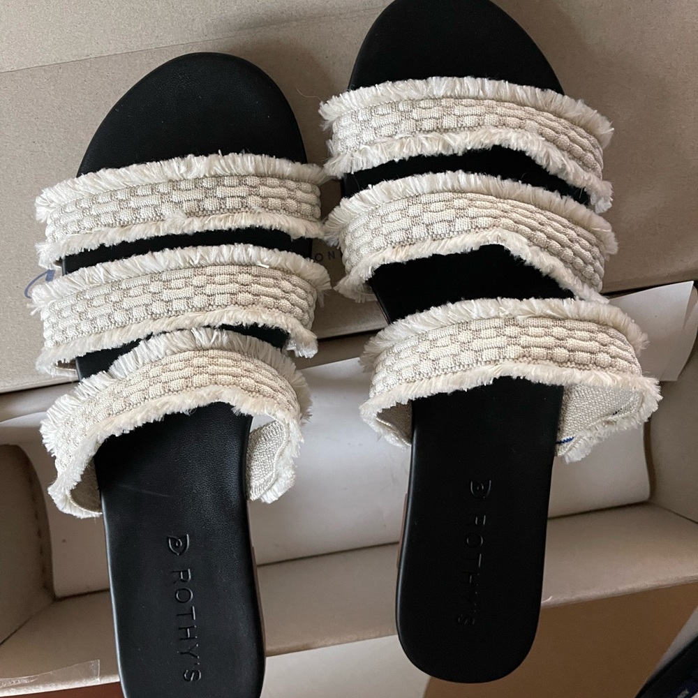 Rothys  triple band sandals. True to size.  Worn twice